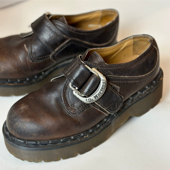 Dr. Martens Shoes - Vtg Dr. Martens Leather Monk Strap Chunky Platform Oxford Buckle Shoes 8314